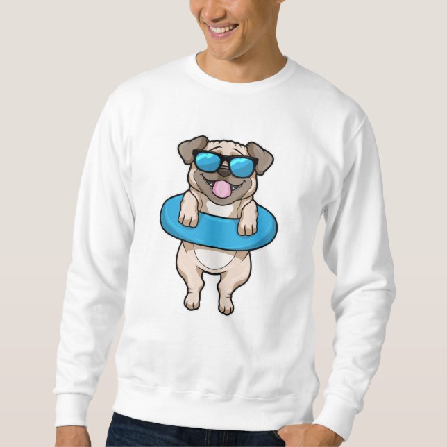 Sudadera Perro en Natación con anillo de natación y gafas d (Anverso)