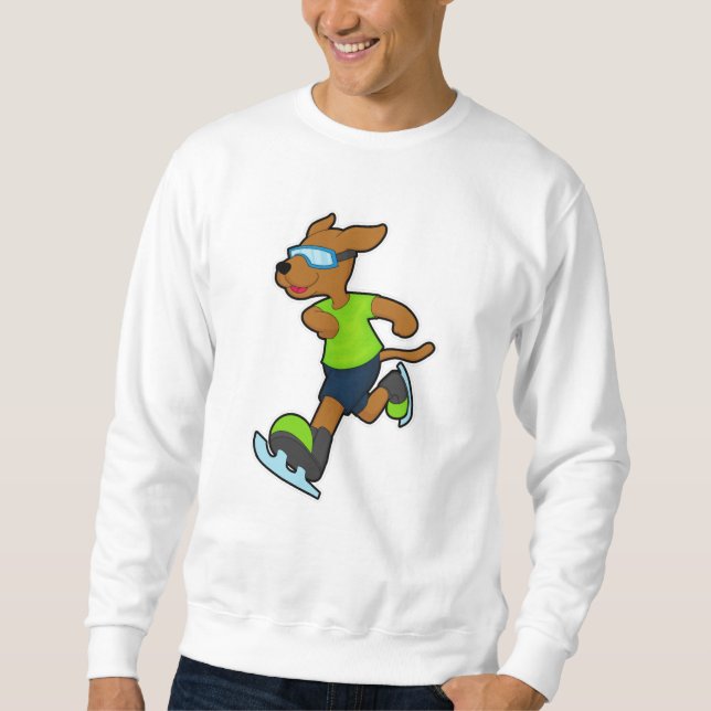 Sudadera Perro en patinaje sobre hielo con gafas (Anverso)