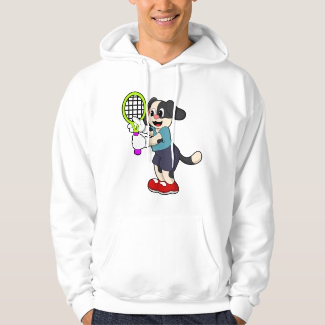 Sudadera Perro en tenis con raqueta de tenis (Anverso)