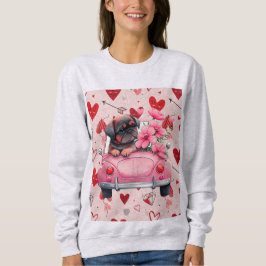 Sudadera Perro en un auto con corazones