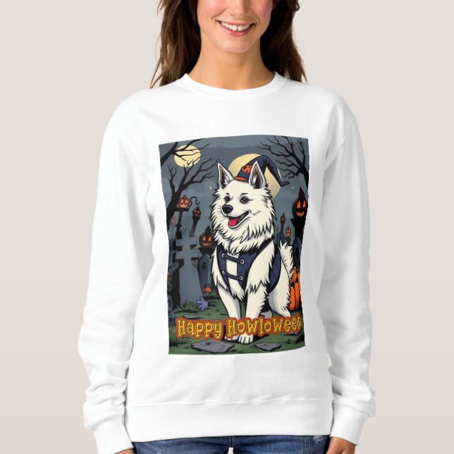 Sudadera Perro Esquimal Americano Feliz Howloween (Anverso)