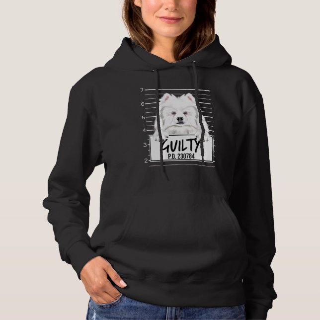 Sudadera Perro Esquimal Americano Mugshot Perro Culpable (Anverso)