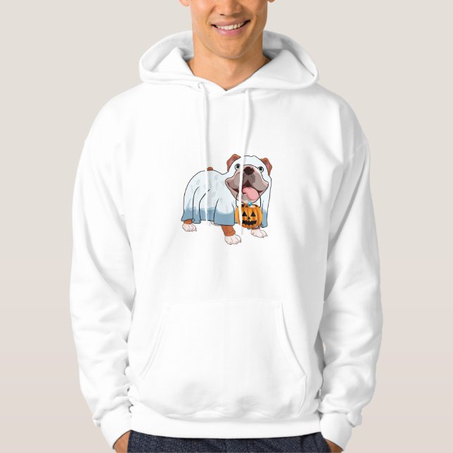 Sudadera Perro fantasma Bulldog Halloween (Anverso)