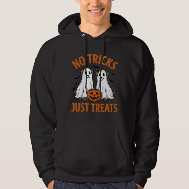 Sudadera Perro Fantasma Divertido Halloween Sin Trucos Solo (Anverso)