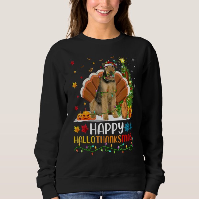 Sudadera Perro   Feliz Airedale Terrier Perro Hellothanksma (Anverso)