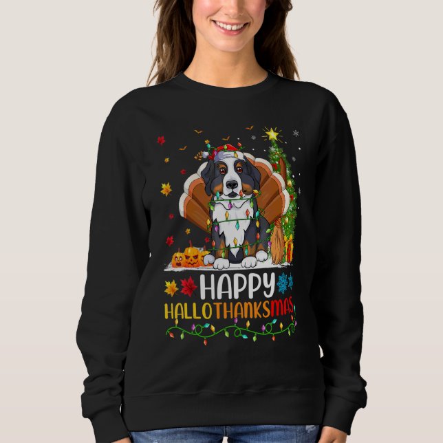 Sudadera Perro Feliz Boyero de Berna Hellothanksmas (Anverso)