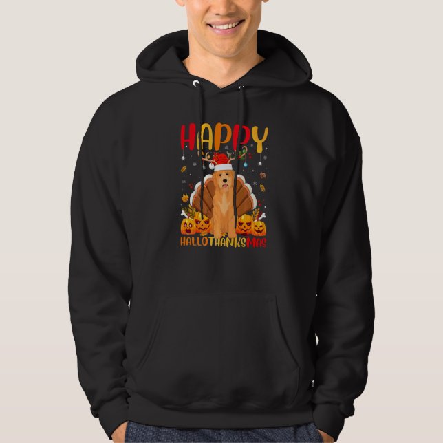 Sudadera Perro  Feliz Perro Goldendoodle Hellothanksmas (Anverso)