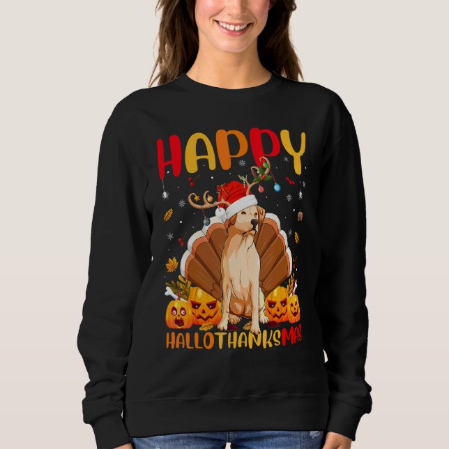 Sudadera Perro Feliz Retriever Dorado Perro Hellothanksmas (Anverso)