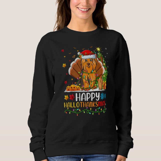 Sudadera Perro Feliz Yorkshire Terrier Perro Hellothanksmas (Anverso)