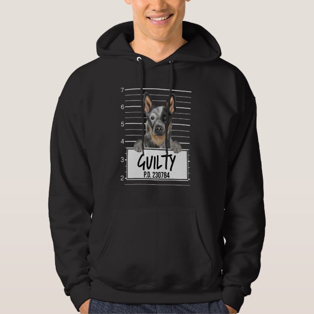 Sudadera Perro Ganadero Australiano Mugshot Perro Culpable (Anverso)