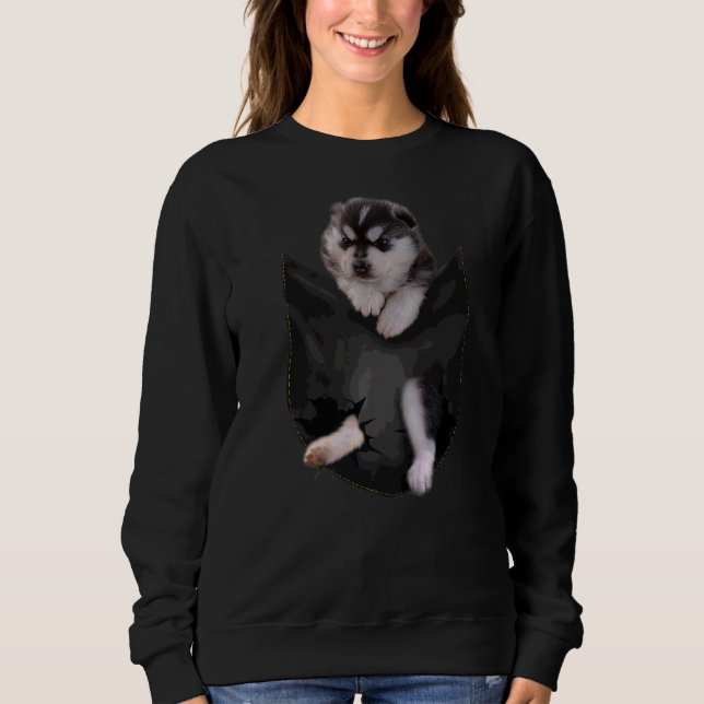 Sudadera Perro Husky En El Bolsillo Perro Husky (Anverso)