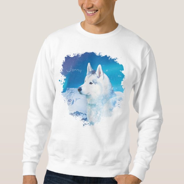 Sudadera Perro Husky personalizado con montañas (Anverso)