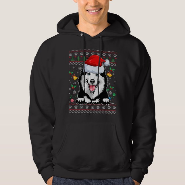 Sudadera Perro Husky Santa Siberiano Navidad Pajama Fea Nav (Anverso)