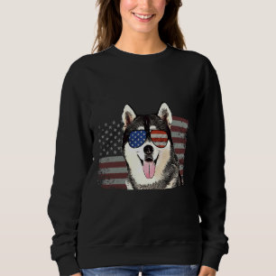 Sudadera Perro Husky Siberiano 4 de Julio Retro Estadounide