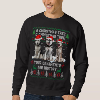 Sudadera Perro Husky Siberiano Cuerdo Árbol De Navidad Ugly