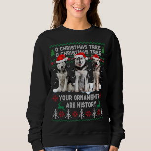 Sudadera Perro Husky Siberiano Cuerdo Árbol De Navidad Ugly