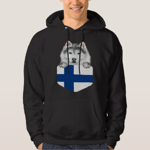 Sudadera Perro Husky Siberiano de la bandera de Finlandia e