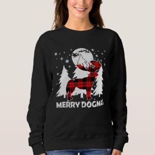 Sudadera Perro Husky Siberiano Plaid Xmas Antl reno Pajama