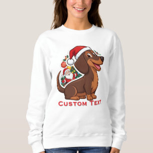 Sudadera Perro juguetón de Navidad con sombrero de Santa