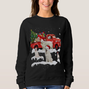 Sudadera Perro Kuvasz Montando Camión Rojo Feliz Navidad X-