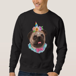Sudadera Perro lindo arcoiris Unicornio Pugicorn Perro Pugl