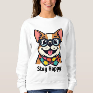 Sudadera Perro lindo con gafas con una bufanda colorida.