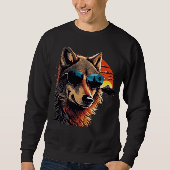 Sudadera Perro lobo con gafas de sol en las ideas de regalo (Anverso)