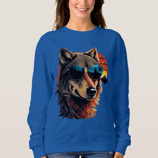 Sudadera Perro lobo con gafas de sol en las ideas de regalo (Anverso)