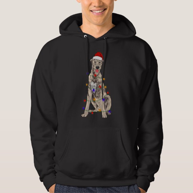 Sudadera Perro lobo irlandés con luces Gorras de Navidades (Anverso)