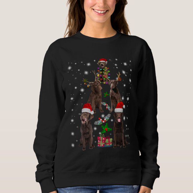 Sudadera Perro Lover| Árbol de Navidad Chocolate Labrador (Anverso)