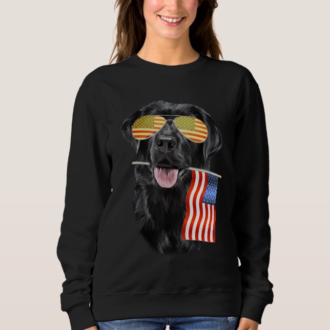 Sudadera Perro Lover| Bandera norteamericana Black Labrador (Anverso)