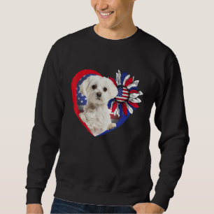 Sudadera Perro maltés americano corazón 4 de julio bandera