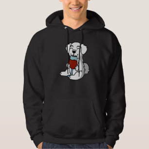 Sudadera Perro Maltés bebiendo vino