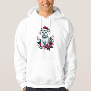 Sudadera Perro maltés floral festivo con perro de navidad d
