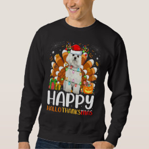 Sudadera Perro Maltés Halloween Navidad Feliz Hallothanks