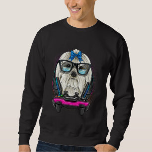 Sudadera Perro Maltés Jugador Pc Computadora Videojugador J