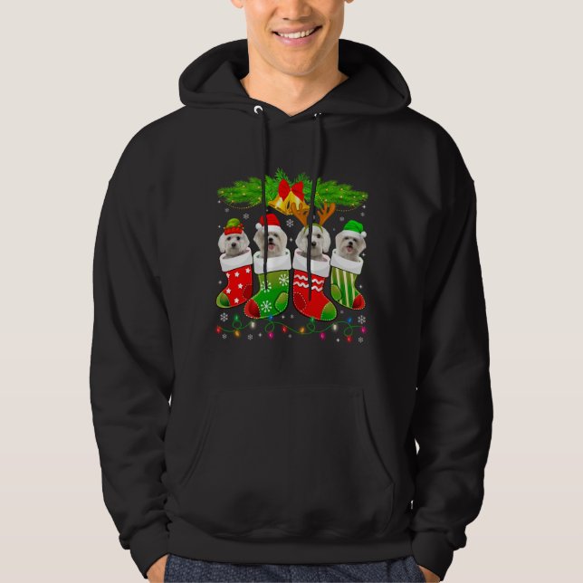 Sudadera Perro maltés lindo en Navidades de choque Perro de (Anverso)