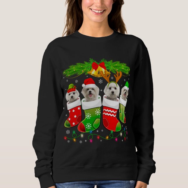 Sudadera Perro maltés lindo en Navidades de choque Perro de (Anverso)