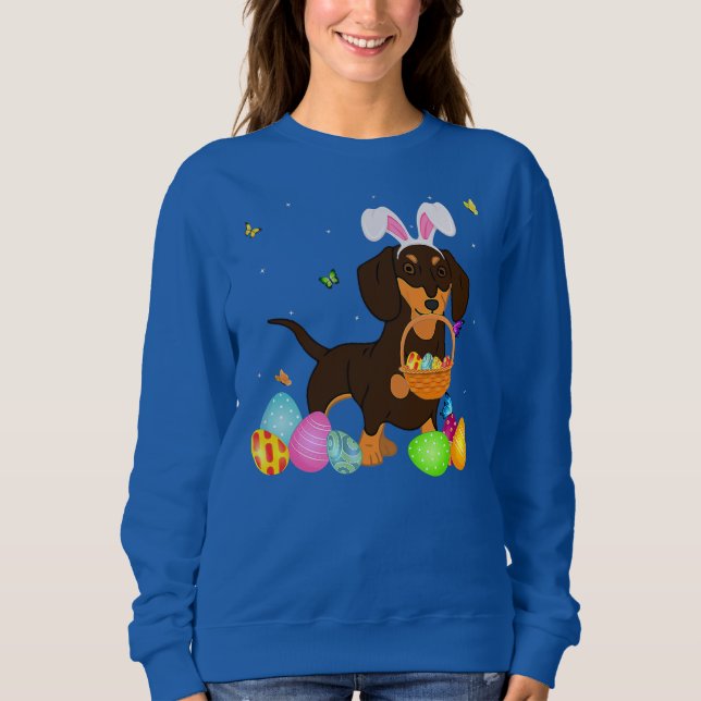 Sudadera Perro Mamá Regalo Conejo Cute Dachshund Huevos Día (Anverso)