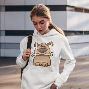 Sudadera Perro Marrón Con Hoodias De Hueso