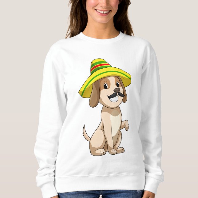 Sudadera Perro mexicano con gorra de paja (Anverso)