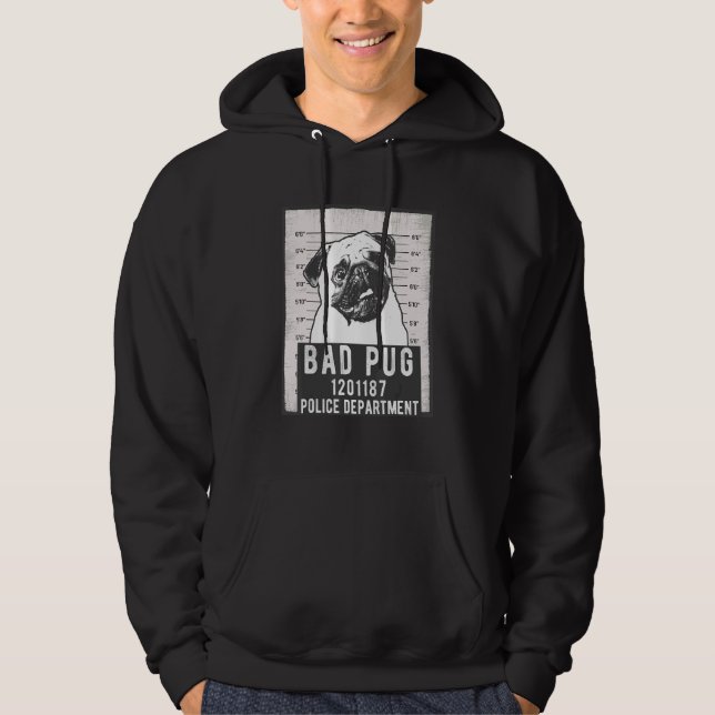 Sudadera Perro Mug Shot Criminal Pug (Anverso)