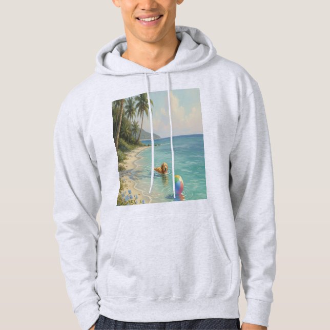 Sudadera perro nadando en la playa  (Anverso)