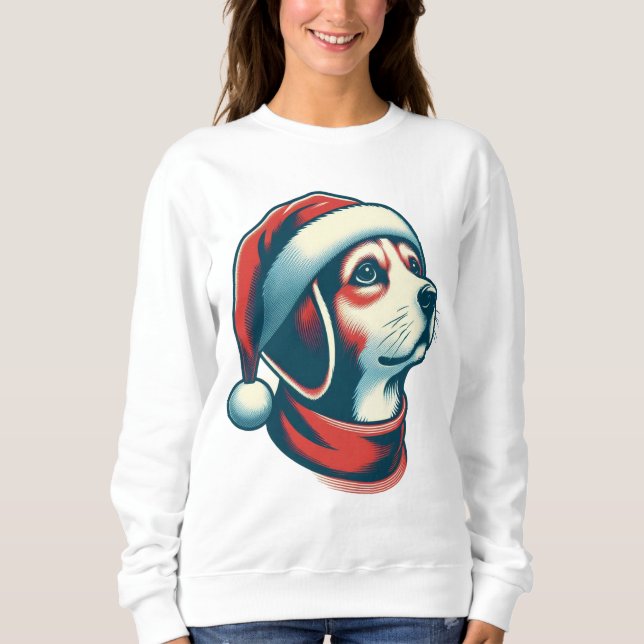 Sudadera Perro Navidad lindo perfecto para regalo de Navida (Anverso)