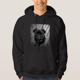 Sudadera Perro negro de pug con una cara linda camiseta clá