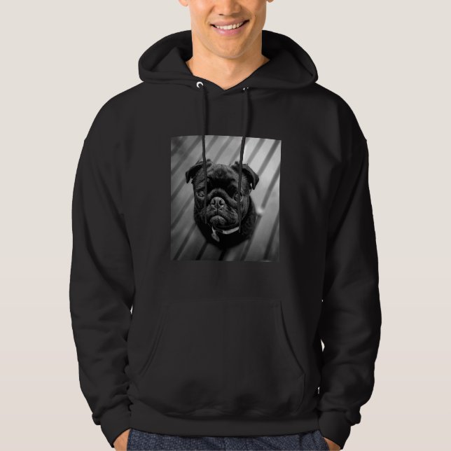 Sudadera Perro negro de pug con una cara linda camiseta clá (Anverso)
