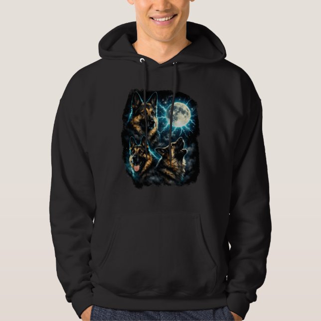 Sudadera perro pastor alemán aullando a la luna (Anverso)