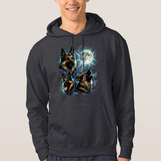 Sudadera Perro Pastor Alemán Aullando a la Luna (Anverso)
