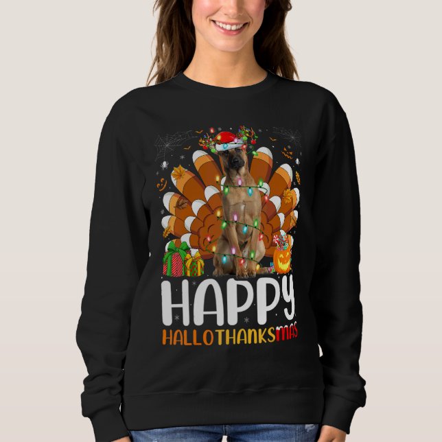 Sudadera Perro pastor belga Halloween Navidad Hallothan (Anverso)