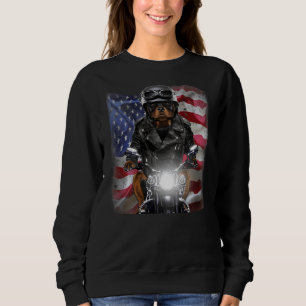Sudadera Perro Patriot Rottweiler En Motocicleta Con Bander